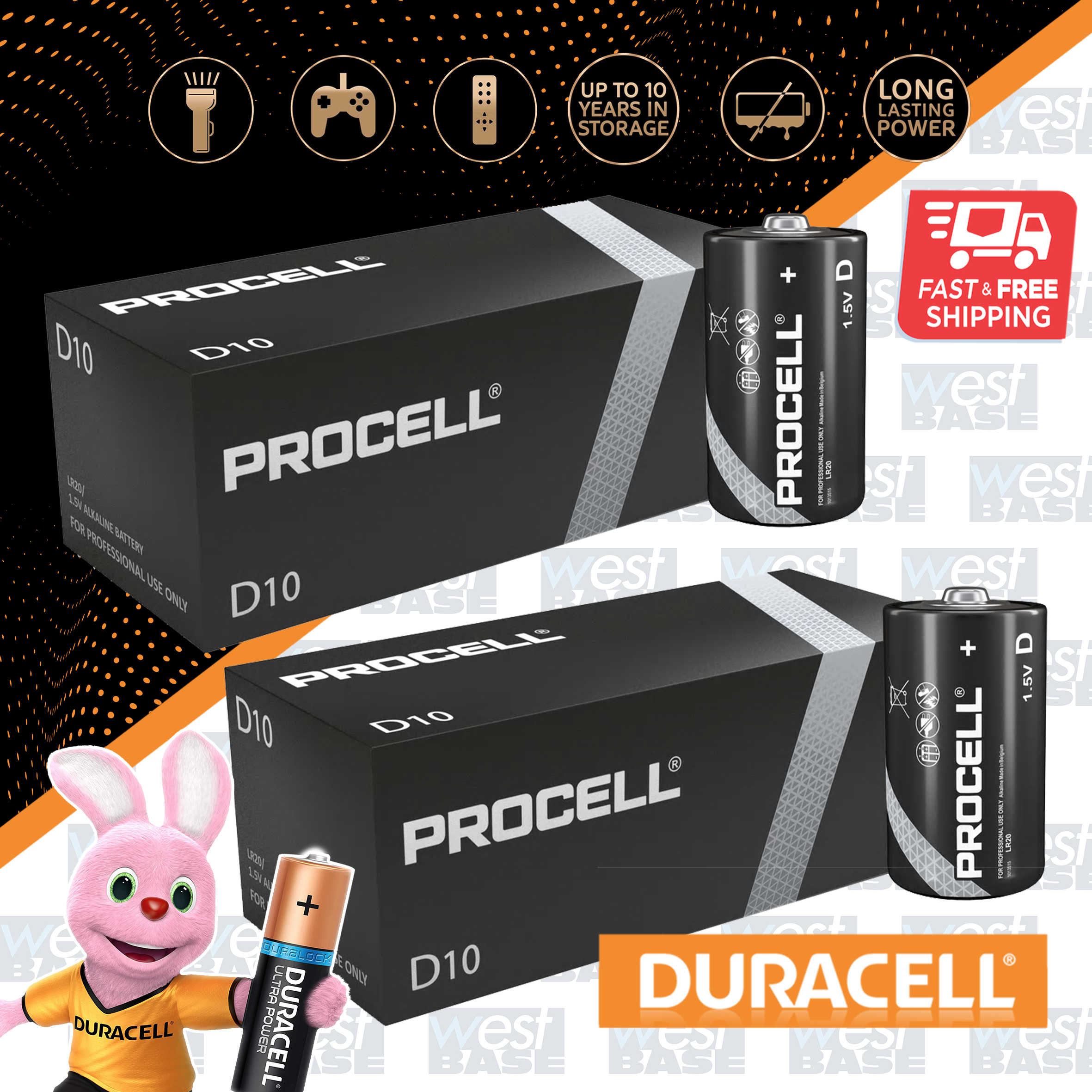 DURACELL PROCELL AA AAA C D 9V Alkaline Batteries NEW INDUSTRIAL MN1500