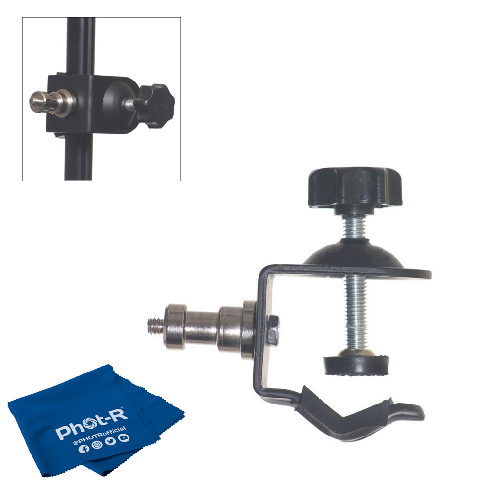 Phot-R 2x Photo Studio C Clamp Clip 1//4/" Thread Screw 5//8/" Stud Spigot Holder