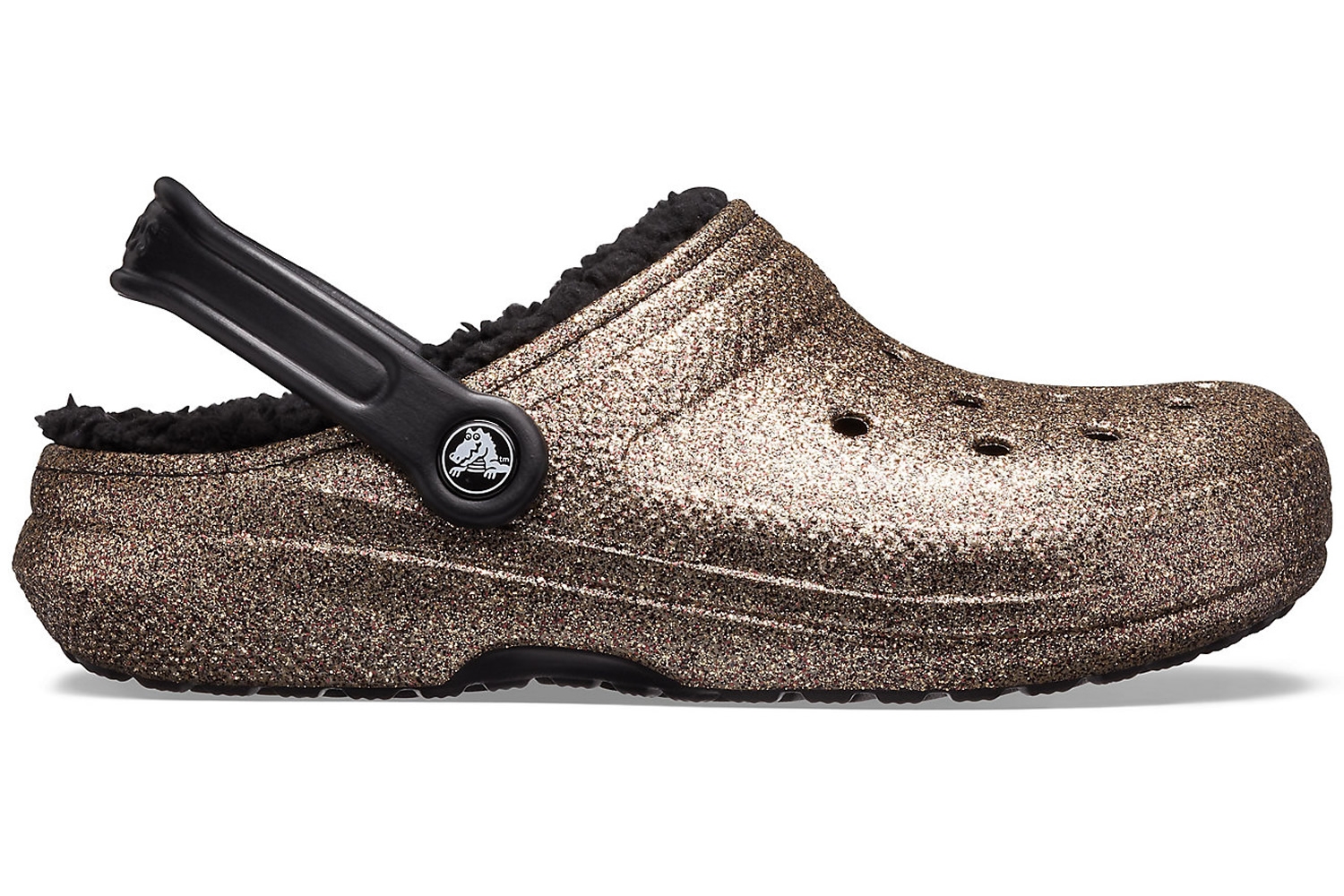 gold glitter crocs