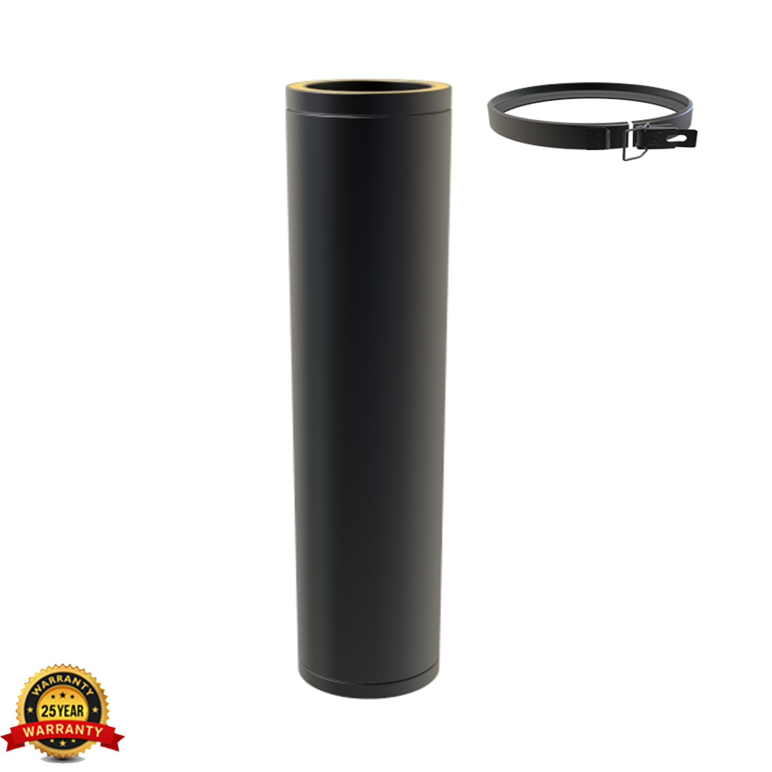 Twin Wall Insulated Flue Pipe Black HETAS 5 inch Wood Burning Multifuel Chimney - Picture 64 of 64