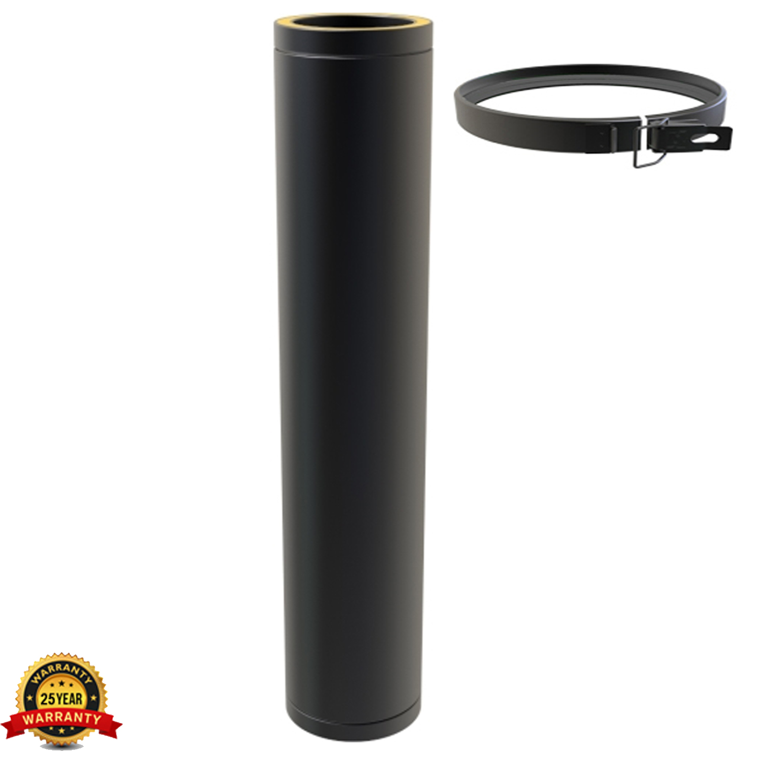 Twin Wall Insulated Flue Pipe Black HETAS 5 inch Wood Burning Multifuel Chimney - Picture 44 of 64